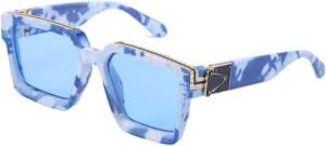 Oversized Square Sunglasses - Blue Marble Frame