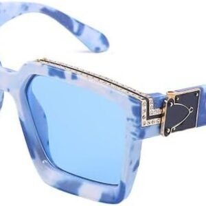 Oversized Square Sunglasses - Blue Marble Frame