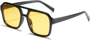 Black Square Sunglasses - Yellow Lens, Unisex