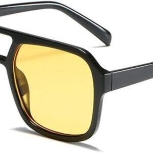 Black Square Sunglasses - Yellow Lens, Unisex