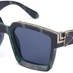 Green Square Sunglasses Blue Lens Unisex