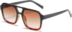 Oversized Square Sunglasses – Black Tortoise, Brown Gradient