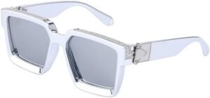 White Oversized Square Sunglasses – Gray Lens