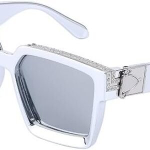 White Oversized Square Sunglasses – Gray Lens
