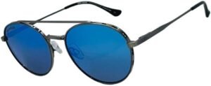 Blue Mirrored Aviator Sunglasses Metal Frame Unisex