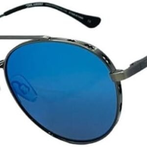 Blue Mirrored Aviator Sunglasses Metal Frame Unisex