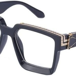 Black Square Glasses - Gold Metal Accents