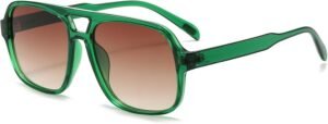Green Oversized Square Sunglasses - Brown Gradient Lens