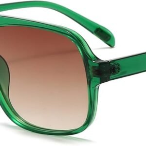 Green Oversized Square Sunglasses - Brown Gradient Lens