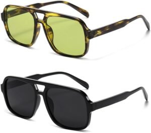 2-Pack Rectangle Sunglasses – Tortoise Green And Black