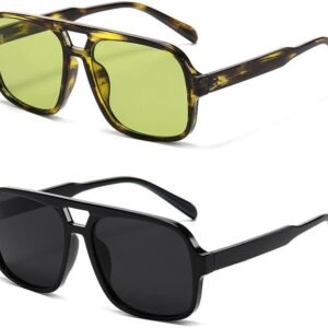 2-Pack Rectangle Sunglasses – Tortoise Green And Black