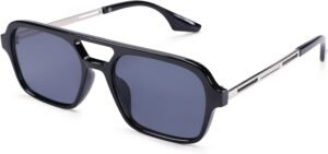 Black Rectangle Sunglasses – Grey Lens, Unisex