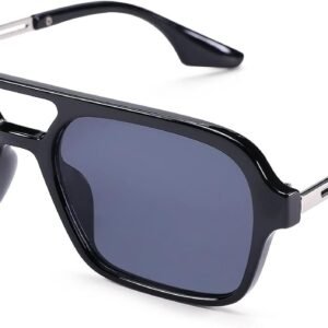 Black Rectangle Sunglasses – Grey Lens, Unisex