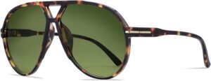 Tortoise Aviator Sunglasses - Green Lens Unisex