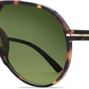 Tortoise Aviator Sunglasses - Green Lens Unisex