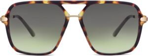 Tortoise Square Sunglasses – Green Gradient Lens