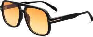 Black Square Sunglasses – Orange Gradient Lens