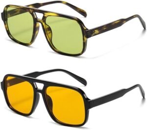 2-Pack Square Sunglasses - Yellow & Green Lenses