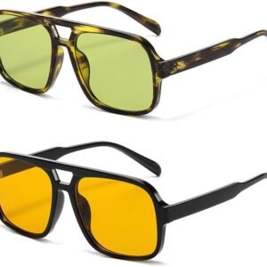 2-Pack Square Sunglasses - Yellow & Green Lenses