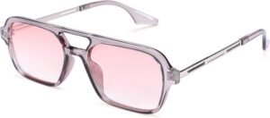 Translucent Purple Square Sunglasses - Pink Gradient