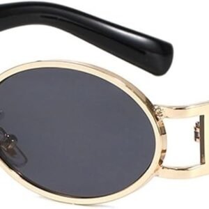 Unisex Round Sunglasses - Gold Frame, Black Lens