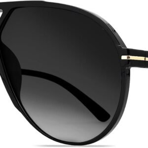 Unisex Black Aviator Sunglasses With Gray Gradient Lens