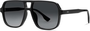 Oversized Square Sunglasses - Black Frame, Gray Gradient