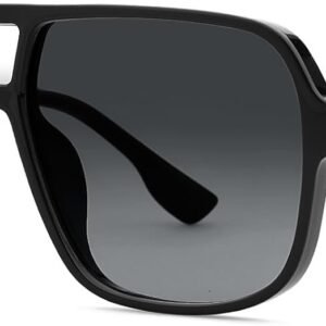 Oversized Square Sunglasses - Black Frame, Gray Gradient