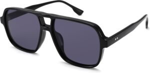 Unisex Black Aviator Sunglasses – Smoke Lens