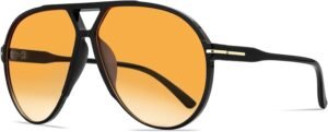 Black Aviator Sunglasses – Orange Gradient, Unisex