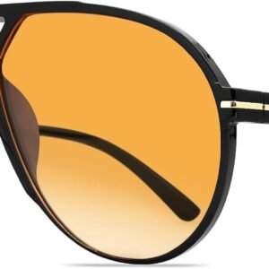 Black Aviator Sunglasses – Orange Gradient, Unisex
