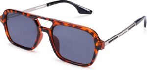 Tortoise Square Unisex Sunglasses – Smoke Lens
