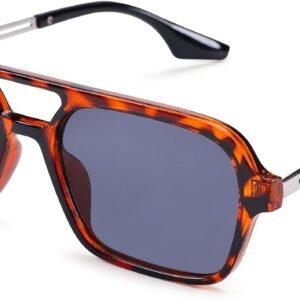 Tortoise Square Unisex Sunglasses – Smoke Lens