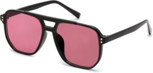 Black Aviator Sunglasses – Pink Lens, Unisex