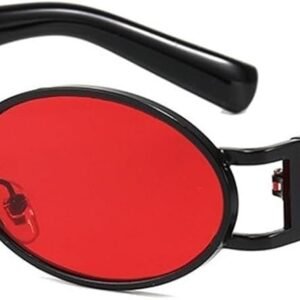 Black Round Sunglasses – Red Lens Unisex