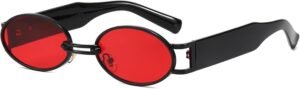 Black Round Sunglasses – Red Lens Unisex