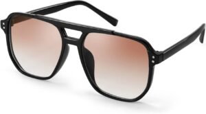 Black Aviator Sunglasses – Brown Gradient Lens