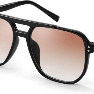 Black Aviator Sunglasses – Brown Gradient Lens