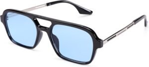 Black Square Sunglasses - Light Blue Lens Unisex