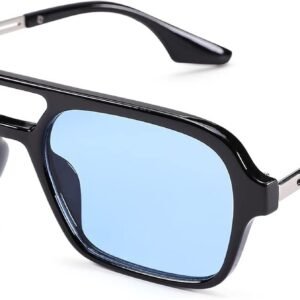 Black Square Sunglasses - Light Blue Lens Unisex