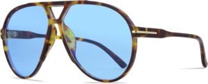 Tortoise Aviator Sunglasses – Blue Lens Unisex
