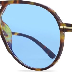 Tortoise Aviator Sunglasses – Blue Lens Unisex