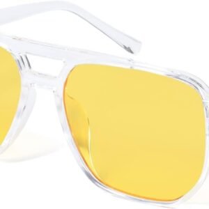 Clear Plastic Aviator Sunglasses - Yellow Lens, Unisex