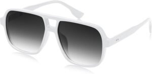 Oversized Square Sunglasses White Frame Grey Gradient