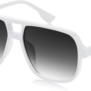 Oversized Square Sunglasses White Frame Grey Gradient