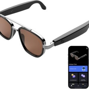 Unisex Black Metal Aviator Sunglasses Brown Lens