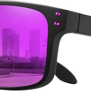 Black Wayfarer Sunglasses - Purple Mirrored Lens Unisex