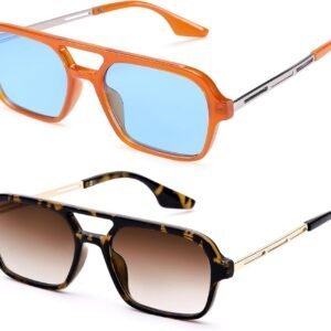 2-Pack Square Sunglasses - Orange/Blue And Tortoise/Brown
