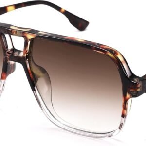 Oversized Square Sunglasses – Tortoise Frame, Brown Gradient
