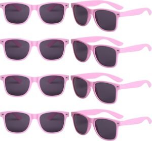 8-Pack Pink Wayfarer Sunglasses - Black Lens